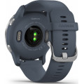 Garmin Venu 2 Silver Stainless Steel Bezel with Granite Blue Case and Silicone Band