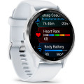 Garmin Venu 3 Silver Stainless Steel Bezel with Whitestone Case and Silicone Band