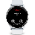 Garmin Venu 3 Silver Stainless Steel Bezel with Whitestone Case and Silicone Band