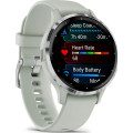Garmin Venu 3S Silver Stainless Steel Bezel with Sage Gray Case and Silicone Band