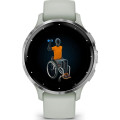 Garmin Venu 3S Silver Stainless Steel Bezel with Sage Gray Case and Silicone Band