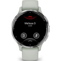 Garmin Venu 3S Silver Stainless Steel Bezel with Sage Gray Case and Silicone Band