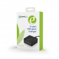 Energenie 5-portová rýchla nabíjačka USB, QC 3.0, čierna