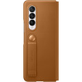 Samsung Kožený Flip Kryt pre Galaxy Z Fold3 5G Camel