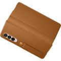 Samsung Kožený Flip Kryt pre Galaxy Z Fold3 5G Camel
