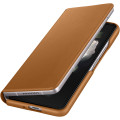 Samsung Kožený Flip Kryt pre Galaxy Z Fold3 5G Camel