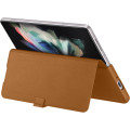 Samsung Kožený Flip Kryt pre Galaxy Z Fold3 5G Camel