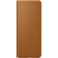 Samsung Kožený Flip Kryt pre Galaxy Z Fold3 5G Camel