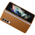Samsung Kožený Kryt pre Galaxy Z Fold3 5G Camel