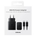 Samsung Super Fast Charging 45W USB-C Cestovná nabíjačka Black + USB-C Dátový Kábel