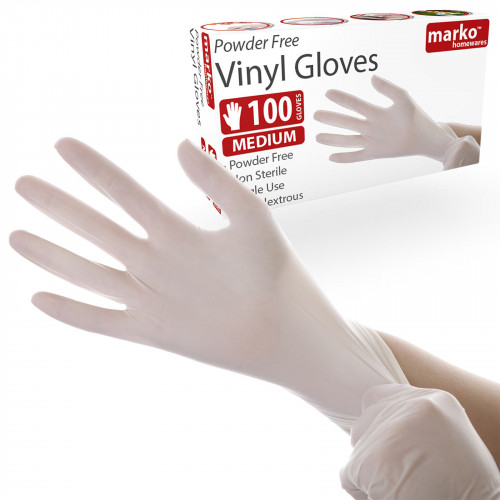 Jednorázové Vinylové rukavice Marko Homewares, 100 kusov, Veľkosť M