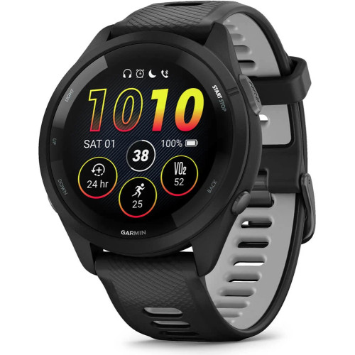 Garmin Forerunner 265 Black Bezel and Case with Black/Powder Gray Silicone Band