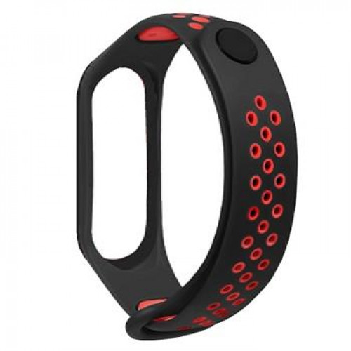 Tactical 281 Double Silikónový Remienok pre Xiaomi Mi Band 3/4 Black/Red (EU Blister)