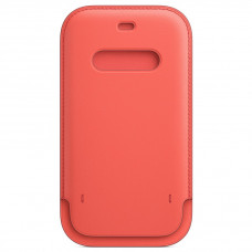 Kožený návlek s MagSafe na iPhone 12 / iPhone 12 Pro citrusovo ružový