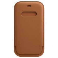 Kožený návlek s MagSafe na iPhone 12 / iPhone 12 Pro sedlovo hnedý