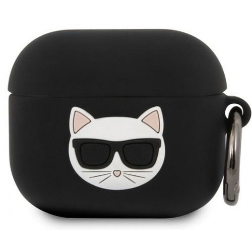 Karl Lagerfeld Choupette Head Silikónové Puzdro pre Airpods 3 Black