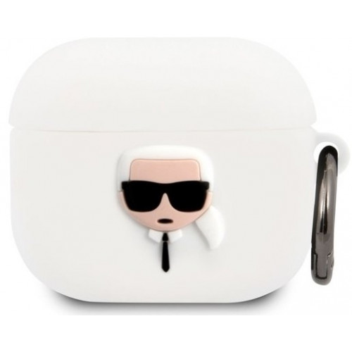 Karl Lagerfeld Karl Head Silikónové Puzdro pre Airpods 3 White