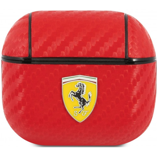 Ferrari Carbon PC/PU Puzdro pre Airpods 3 Red