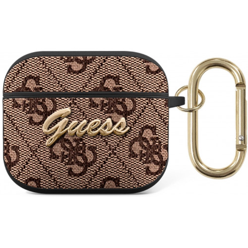 Guess 4G Script PC/PU Puzdro pre Airpods 3 Brown