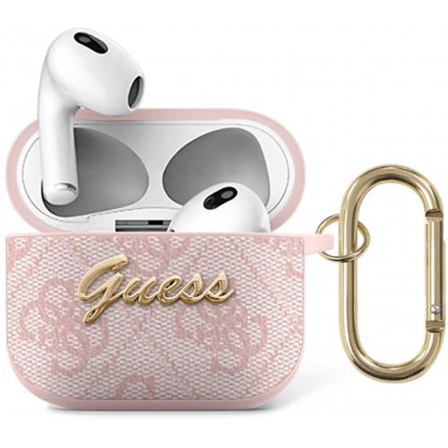 Guess 4G Script PC/PU Puzdro pre Airpods 3 Pink