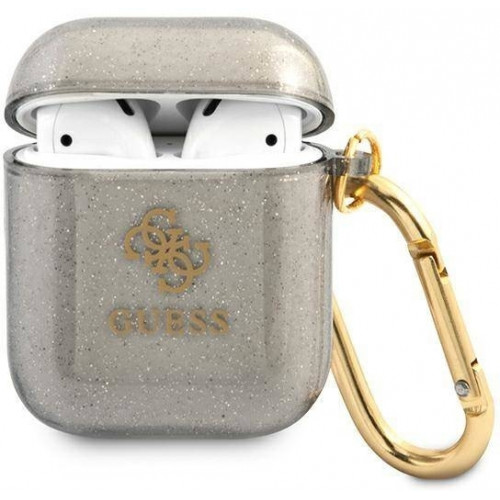 Guess 4G TPU Glitter Puzdro pre AirPods 1 / AirPods 2 Black