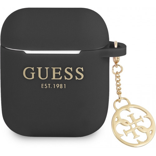 Guess 4G Charm Silikónové Puzdro pre AirPods 1 / AirPods 2 Black