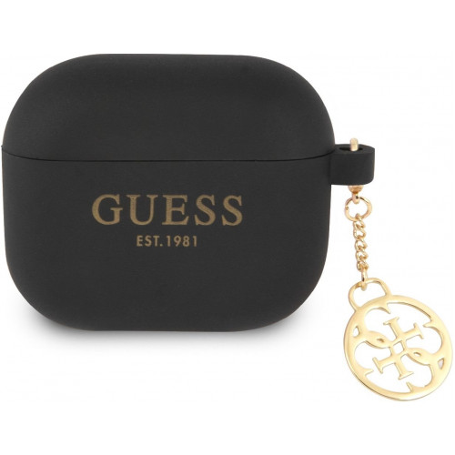 Guess 4G Charm Silikónové Puzdro pre Airpods 3 Black