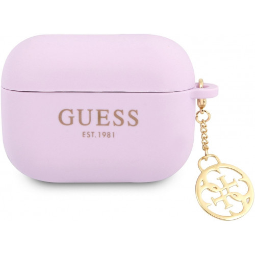 Guess 4G Charm Silikónové Puzdro pre Airpods Pro Purple
