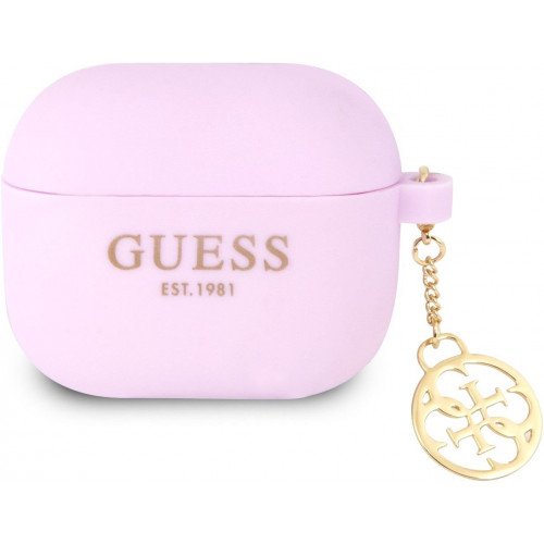 Guess 4G Charm Silikónové Puzdro pre Airpods 3 Purple