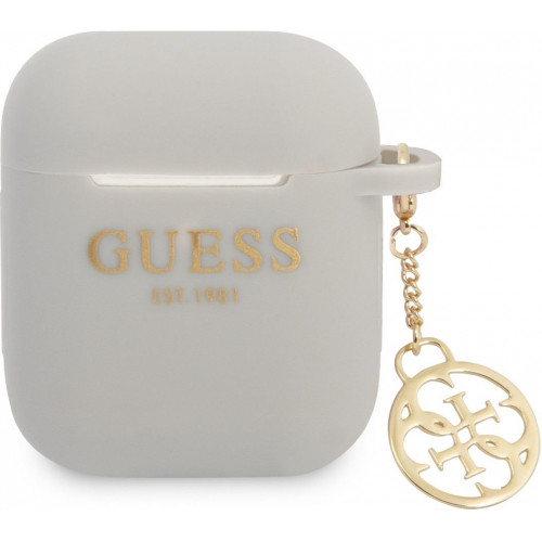 Guess 4G Charm Silikónové Puzdro pre AirPods 1 / AirPods 2 Grey