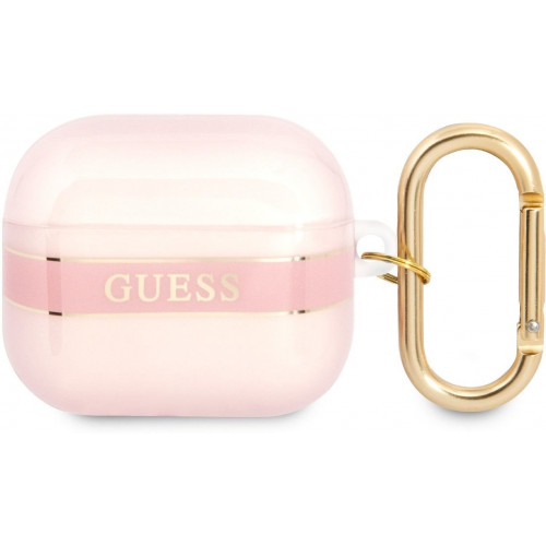 Guess TPU Printed Stripe Puzdro pre Airpods 3 Pink