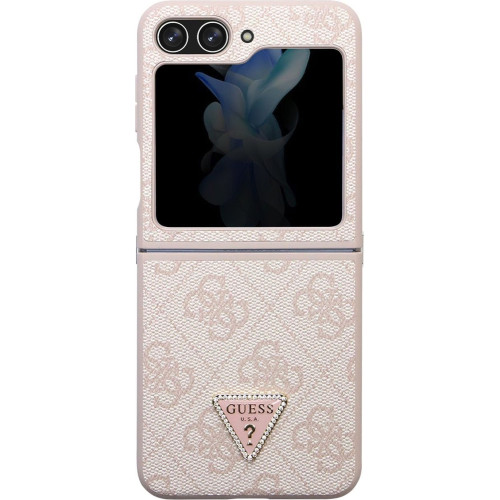 Guess 4G PU Leather Triangle Zadný Kryt pre Samsung Galaxy Z Flip5 Pink