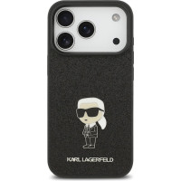 Karl Lagerfeld Fixed Glitter Metal Ikonik Zadní Kryt pre iPhone 17 Pro Black