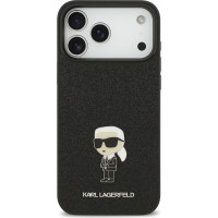 Karl Lagerfeld Fixed Glitter Metal Ikonik Zadní Kryt pre iPhone 17 Pro Max Black