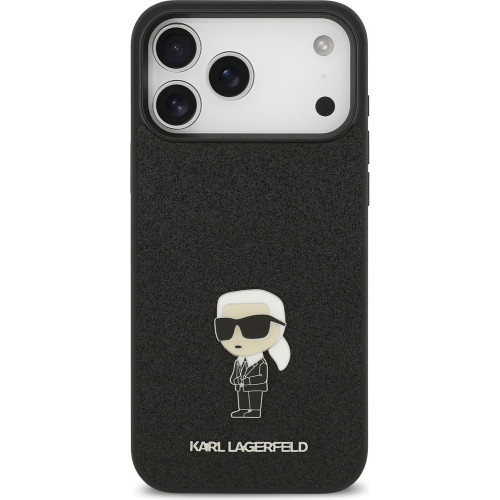 Karl Lagerfeld Fixed Glitter Metal Ikonik Zadní Kryt pre iPhone 17 Pro Max Black