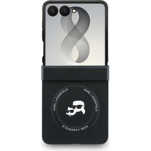 Karl Lagerfeld PU Karl and Choupette Heads Magnetic Zadný Kryt pre Samsung Galaxy Z Flip8 Black