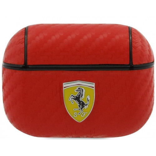 Ferrari Carbon PC/PU Puzdro pre Airpods Pro Red