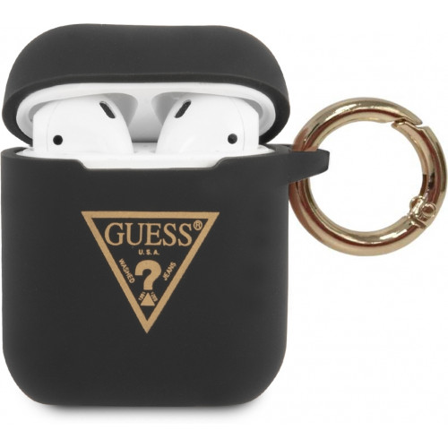 Guess Triangle Silikónové Puzdro pre AirPods 1 / AirPods 2 Black