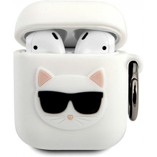 Karl Lagerfeld Choupette Head Puzdro pre AirPods 1 / AirPods 2 White