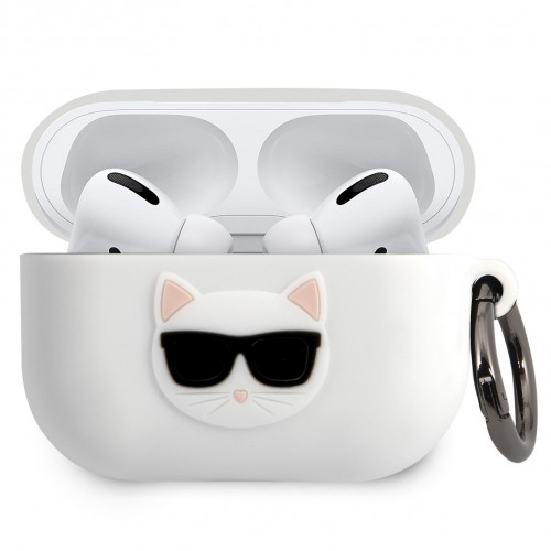 Karl Lagerfeld Choupette Head Puzdro pre Airpods Pro White