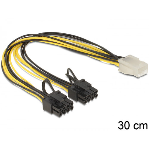 DELOCK 83433 Delock PCI Express power cable 6 pin female > 2 x 8 pin male 30 cm