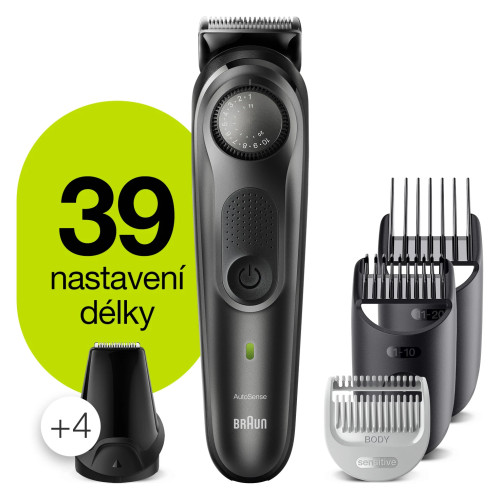 Braun BeardTrimmer 7 BT7350 Zastrihávač fúzov s presným otočným ukazateľom a 7 nádstavcami