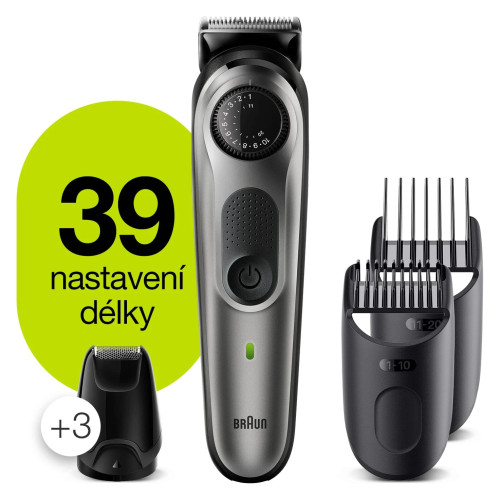 Braun BeardTrimmer 5 BT5365 Zastrihávač fúzov s presným otočným ukazateľom, 3 nádstavcami a holiacim strojčekom Gillette ProGlide