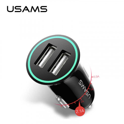 USAMS CC013 2.1A Dual USB Autonabíjačka Black (EU Blister)