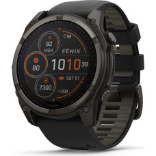 Garmin fenix 8 51mm Solar Sapphire Carbon Gray DLC Titanium with Black/Pebble Gray Silicone Band