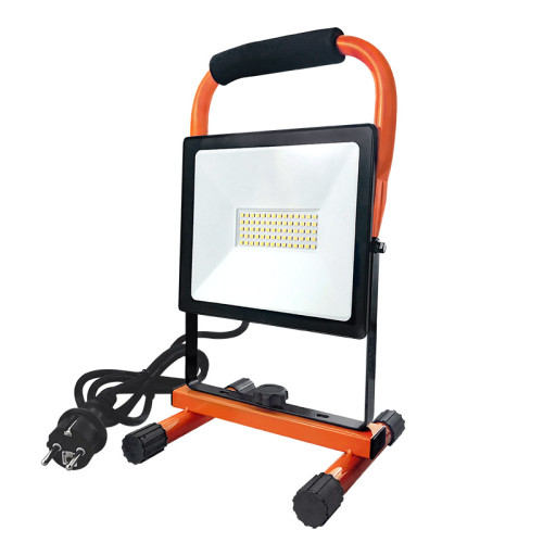 Solight WM-50W-FEM LED reflektor PRO so sklopným stojanom, 50W, 4250lm, 4000K, kábel so zástrčkou, IP65