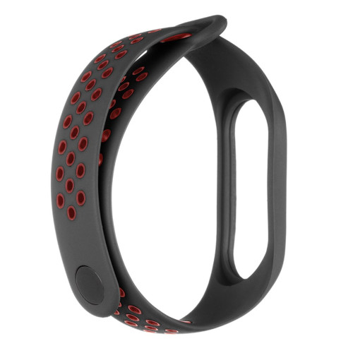 Tactical 281 Double Silikónový Remienok pre Xiaomi Mi Band 3/4 Black/Red (EU Blister)