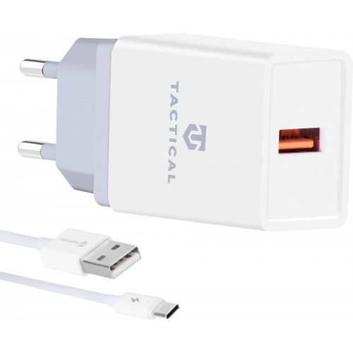 Tactical LZ-067 USB-A 3.1A Cestovná nabíjačka + Type C Kabel White