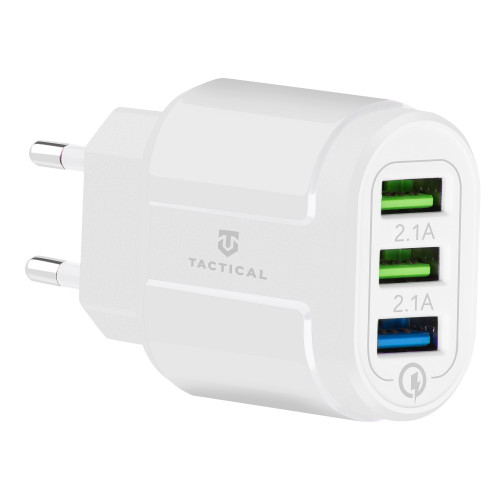 Tactical 13-222 3xUSB-A QC 3.0 3A Cestovná nabíjačka White