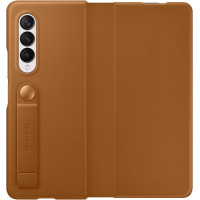 Samsung Kožený Flip Kryt pre Galaxy Z Fold3 5G Camel